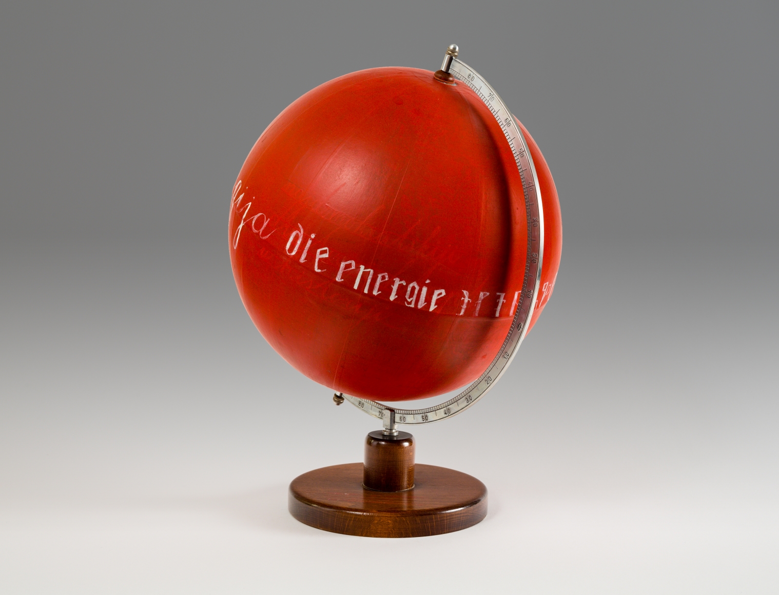 Energija 1978 acrylic and oil on globe made of wood, metal and printed paper