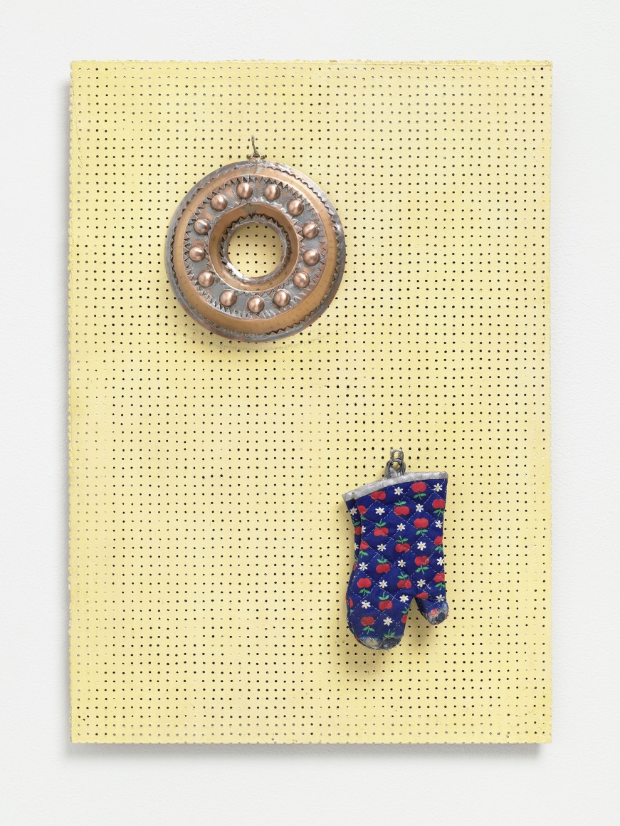 Kitchenette 2011-2014 acrylic on particle board, copper, sewn fabrix, and wire