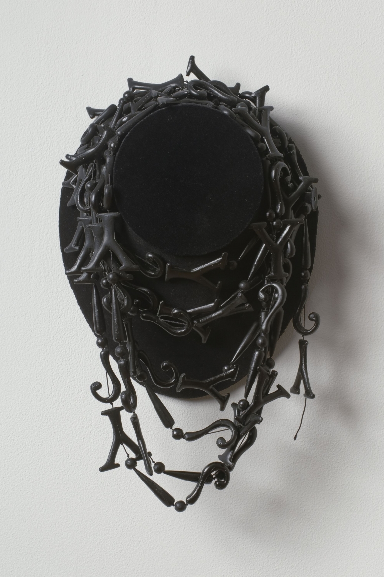 Y?! 2002-2006 plywood, velvet, aluminite epoxy, and string