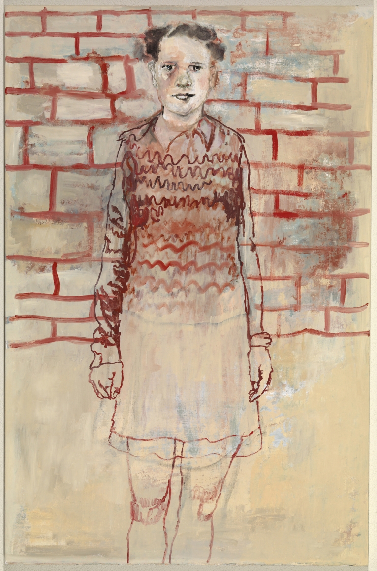 sketchy oil painting of a girl by Dutch artist Hannah van Bart in a contemporary art exhibition