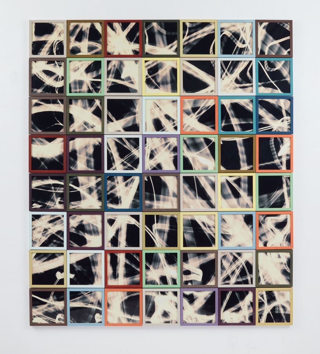 a gridded work of art by German artist Matthias Bitzer at Marianne Boesky Gallery