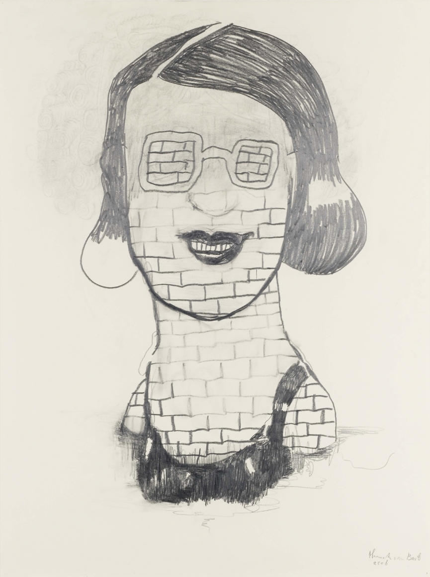 portrait of a woman made of bricks by hannah van bart