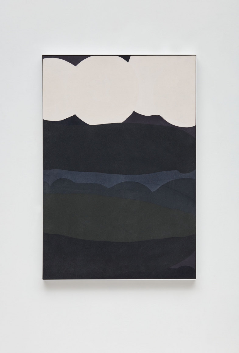 a layered abstract painting of dark colors by anthony pearson
