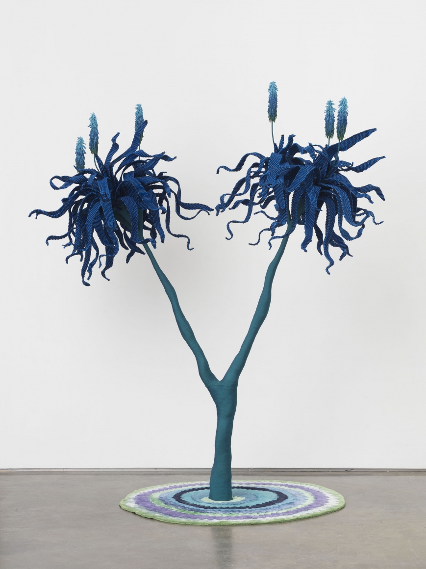 A Long Long Time Aloe, 2019, Glass beads, waxed paracord, steel