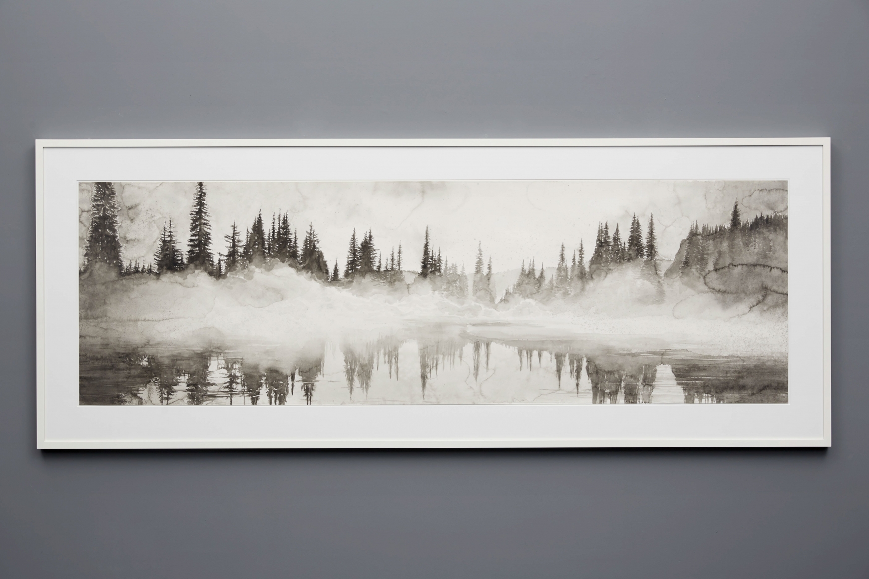 A black and white water color by artist Hans op de Beeck