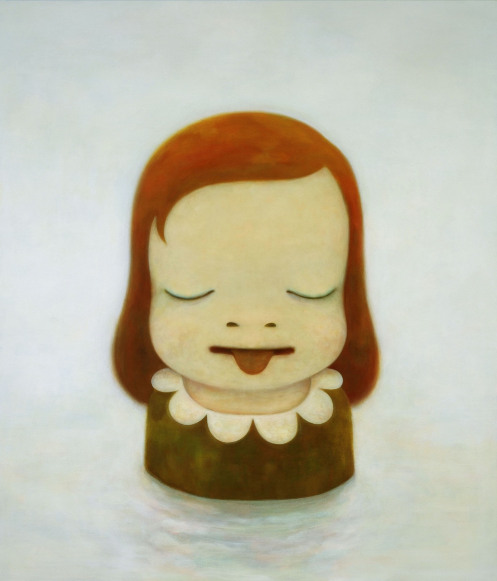 portrait of girl with open mouth and closed eyes by yoshimoto nara