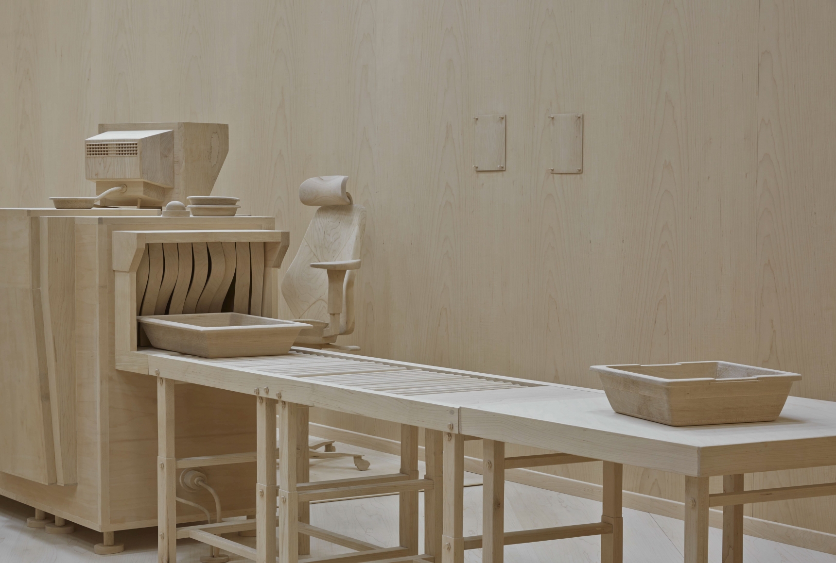 wood security belt model by roxy paine