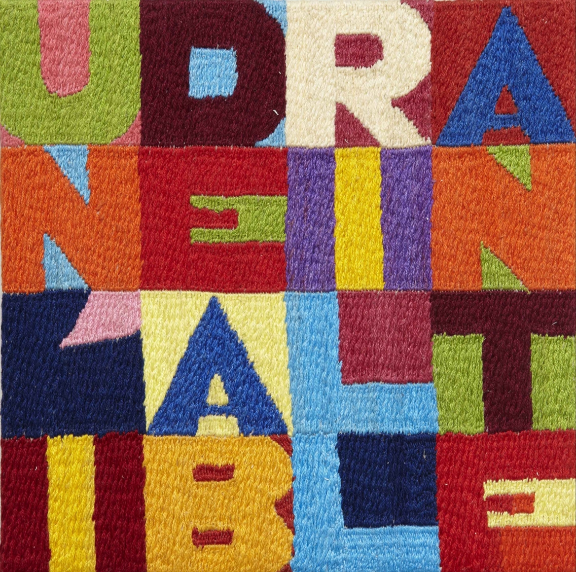 Un'idea Brillante, 1992, Embroidery on linen