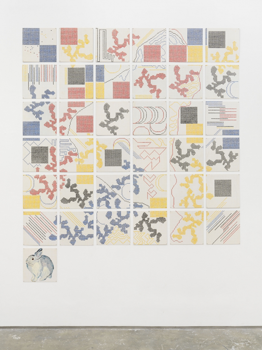 enamel tiles forming a formalist grid by Jennifer Bartlett