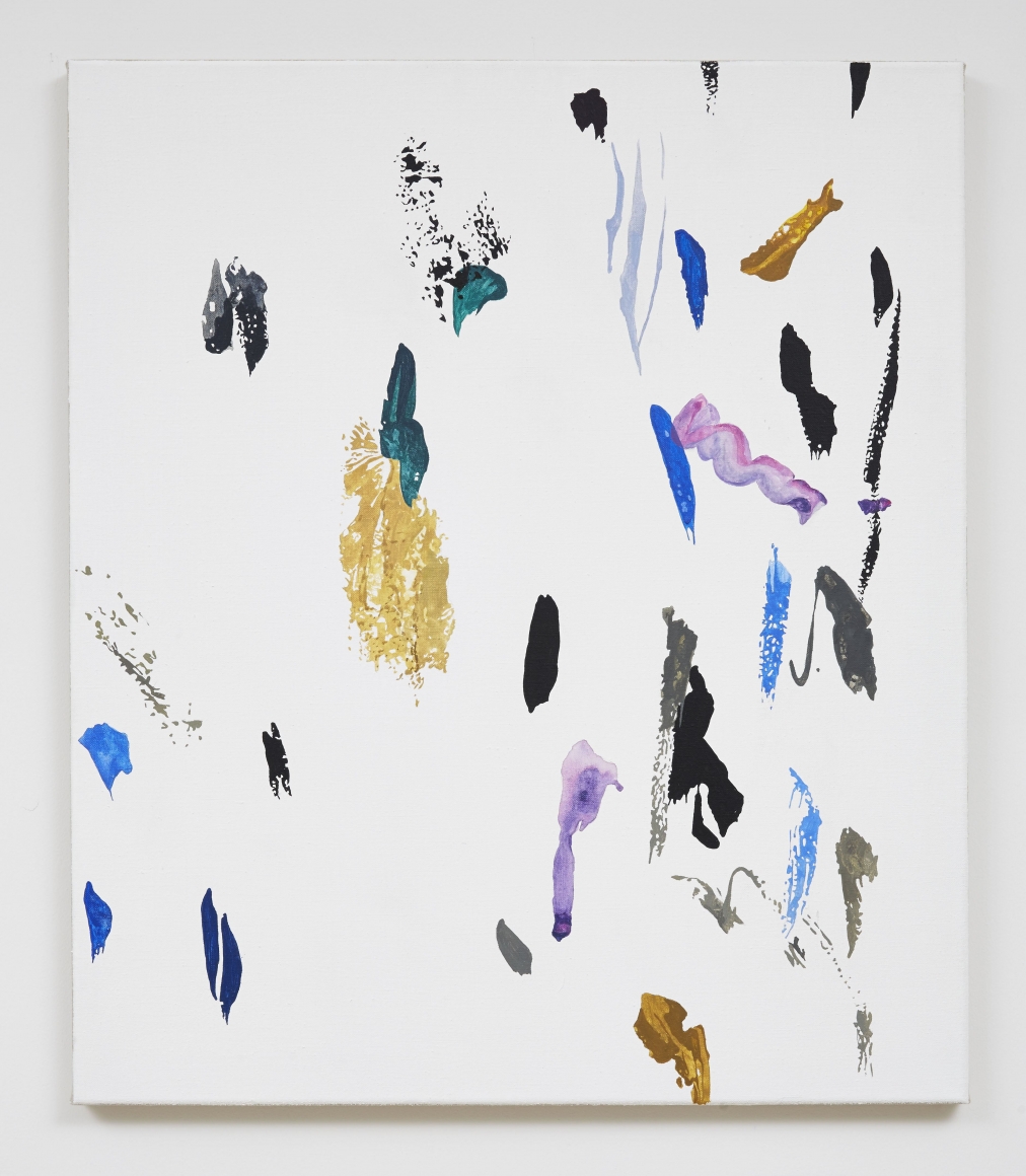 painting by melissa gordon with shocks of color on white background
