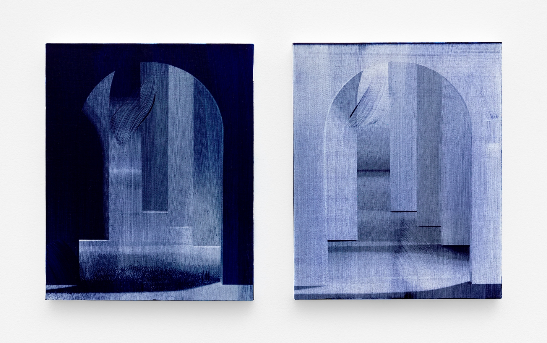Untitled (diptych), 2018, Singed oil on linen