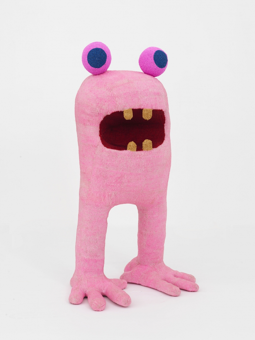Mouth-ew Broderick, 2019, Glass beads, wire, mixed fiber stuffing