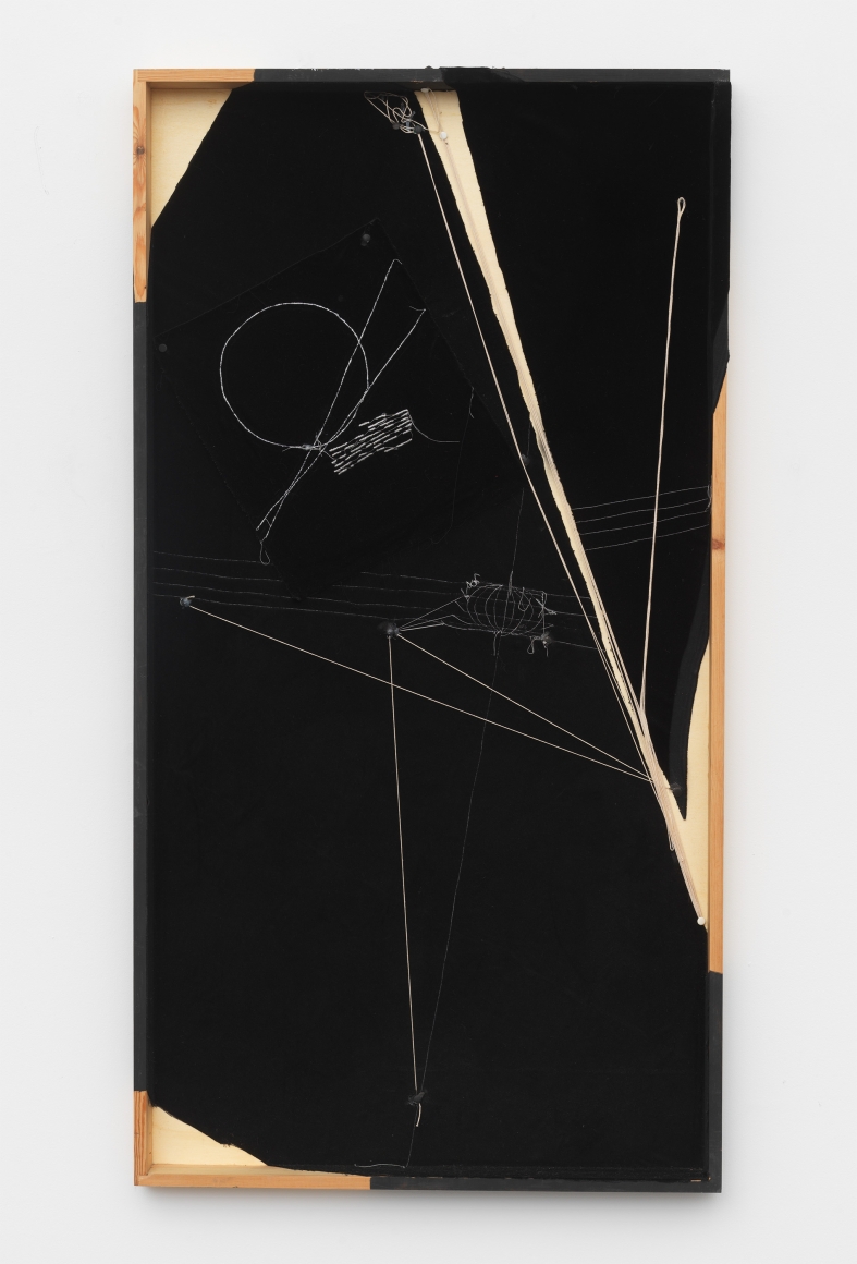 a velvet and twine work of contemporary italian art by maria lai