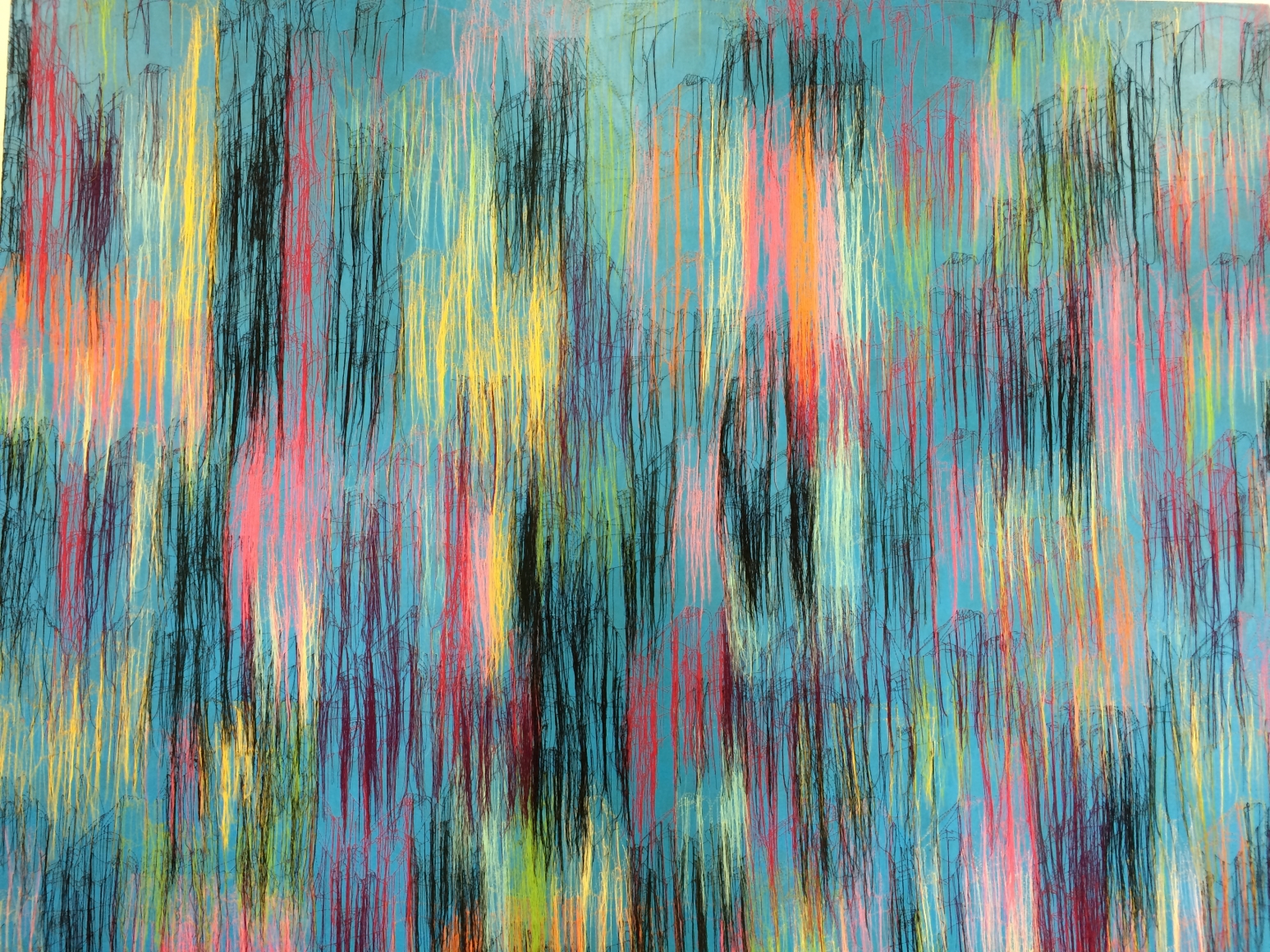 The Blue Ocean - RFGA, 2015, Acrylic, embroidery and gel medium on canvas