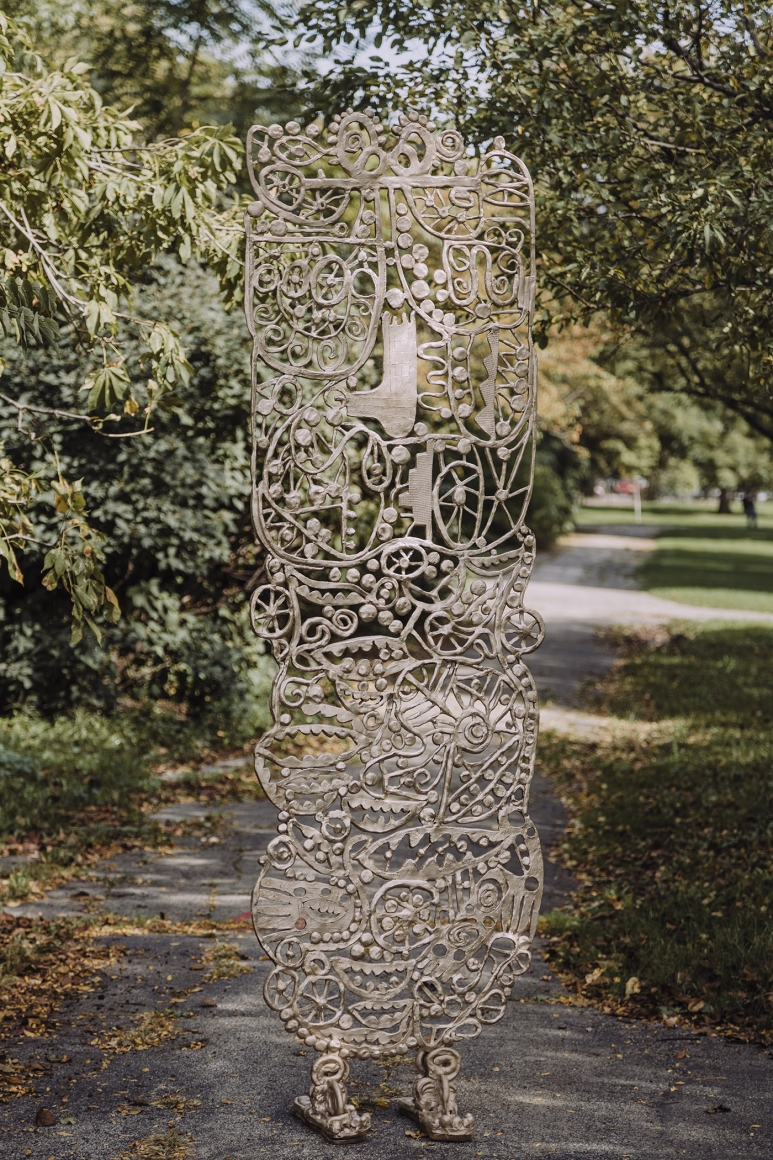 a bronze sculpture by william j. o'brien displayed outside as public art
