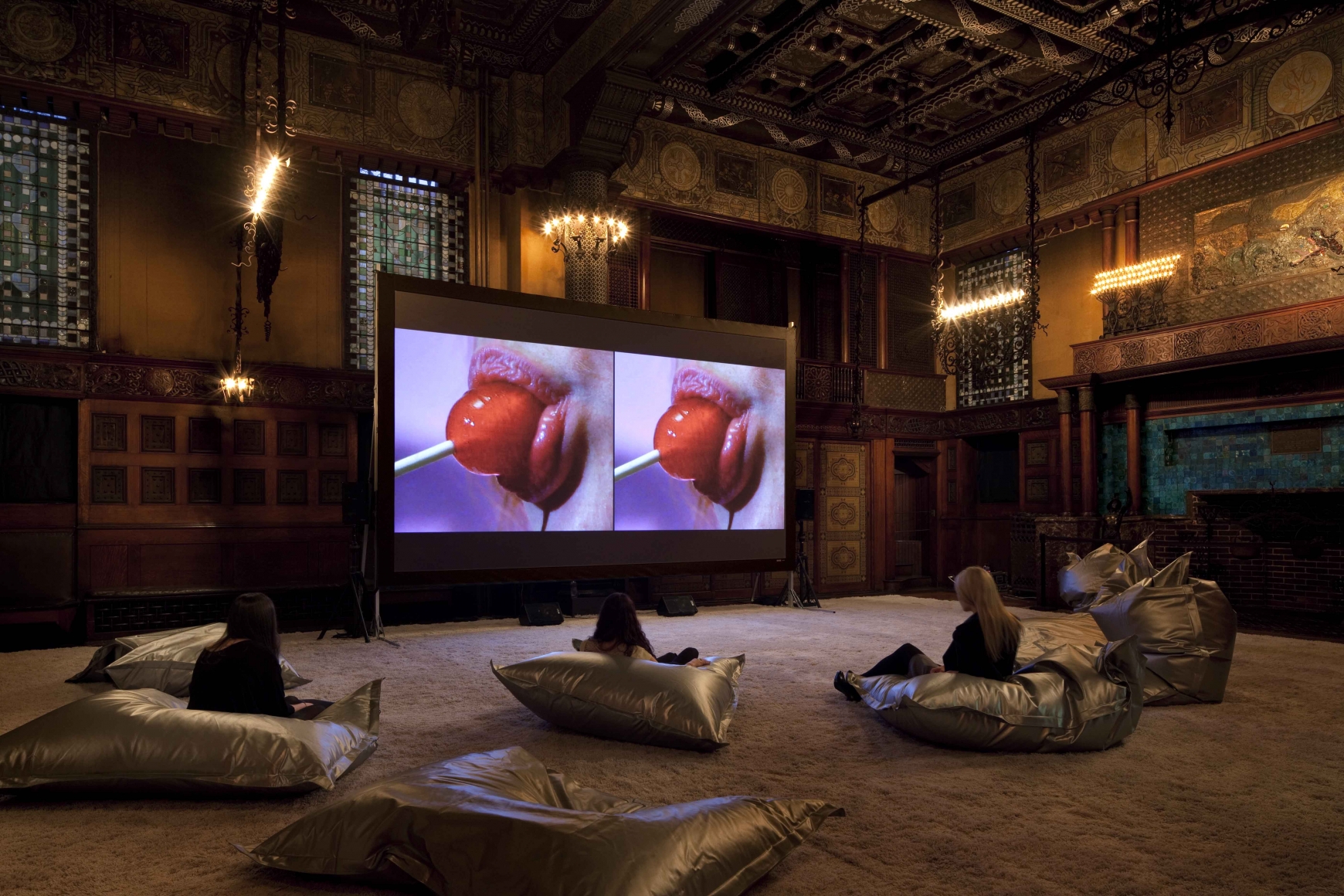 a film installation by sue de beer in a contemporary art gallery space in new york