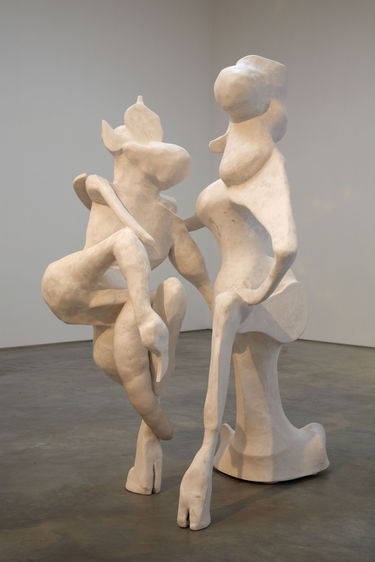 sculptures of two dancing satyrs by rachel feinstein