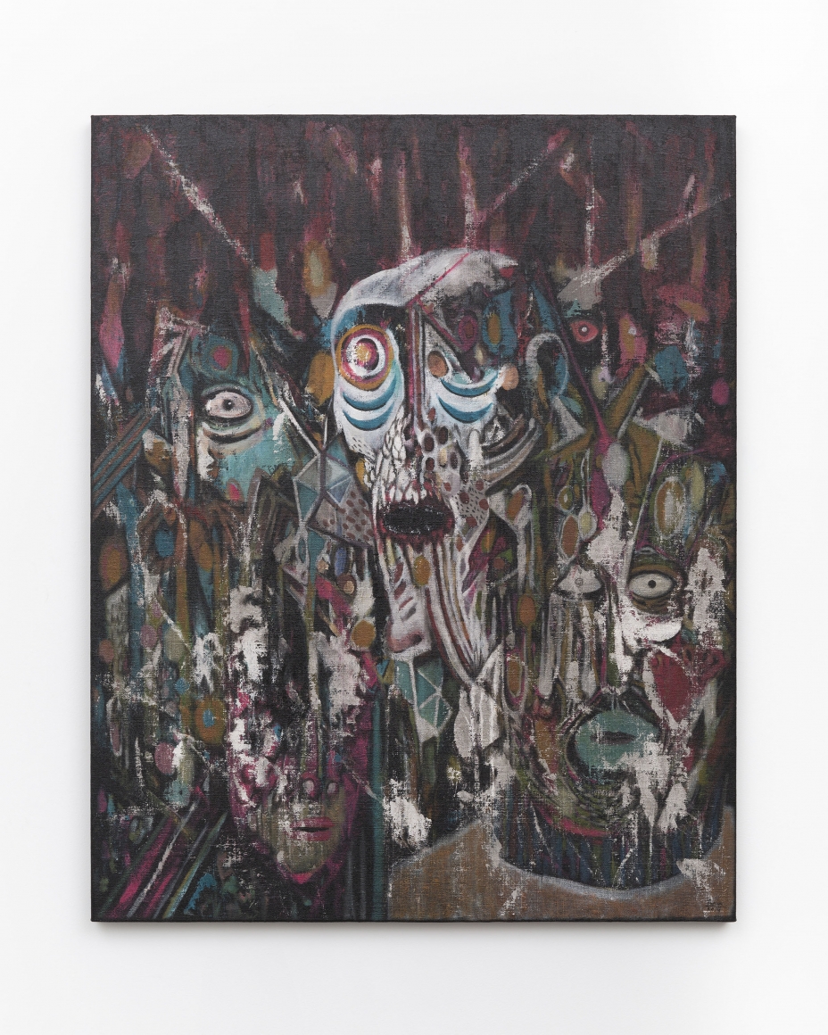 Rodel Tapaya, Riders of the Storm, 2019, Acrylic on burlap