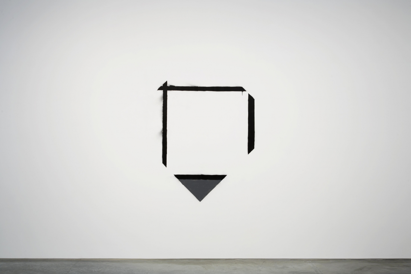stencil with a triangle and three lines forming a square by marc bijl