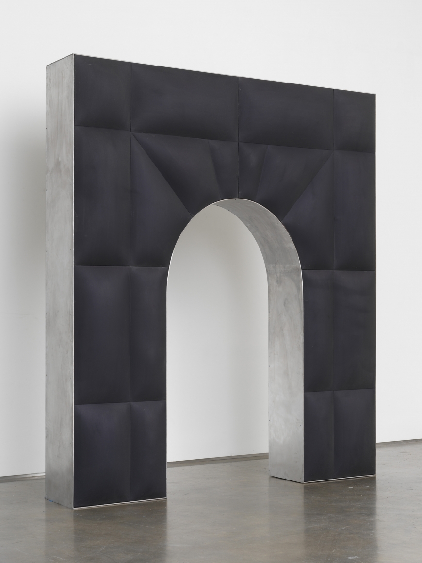 Untitled, 2017, Fiberglass-reinforced plaster and oil on cotton, wood, aluminum