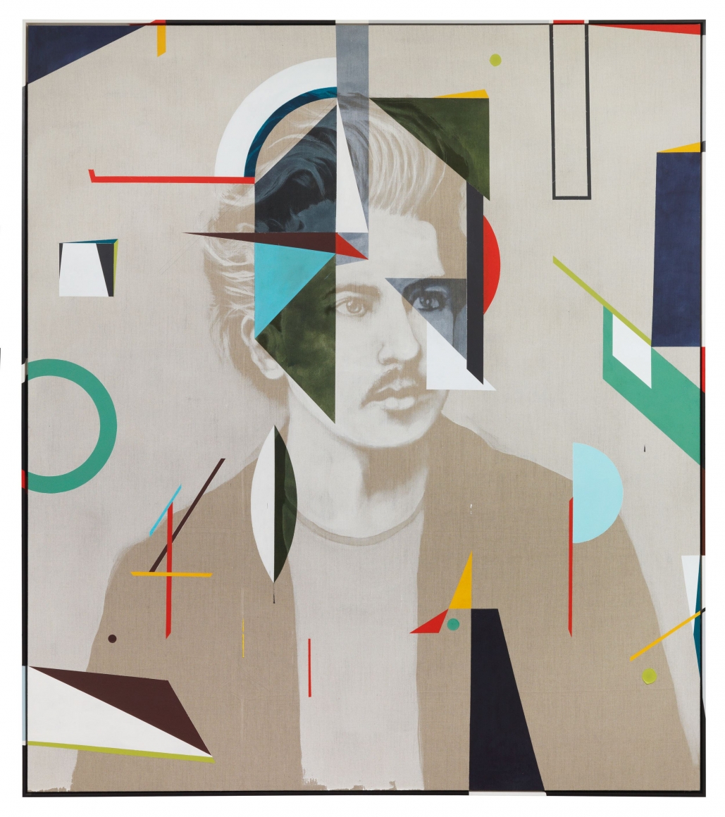 portrait of a man with abstract shapes overlaid by matthias bitzer