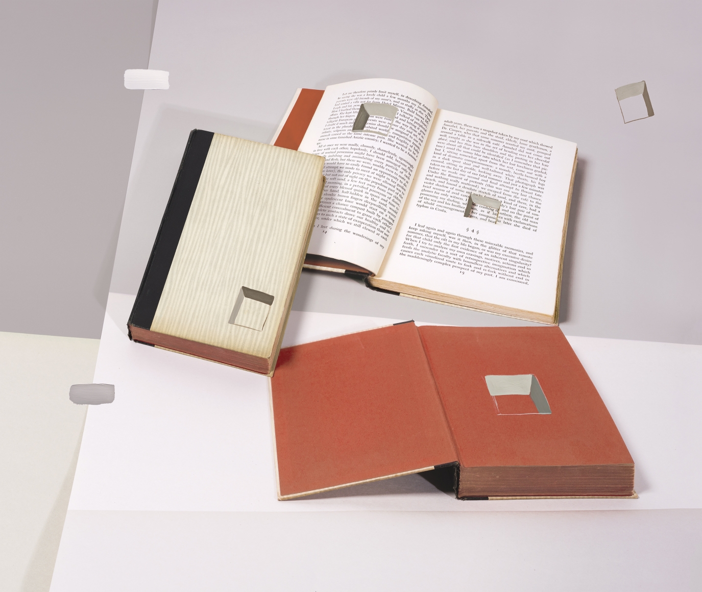 a group of books in a print by john houck for sale
