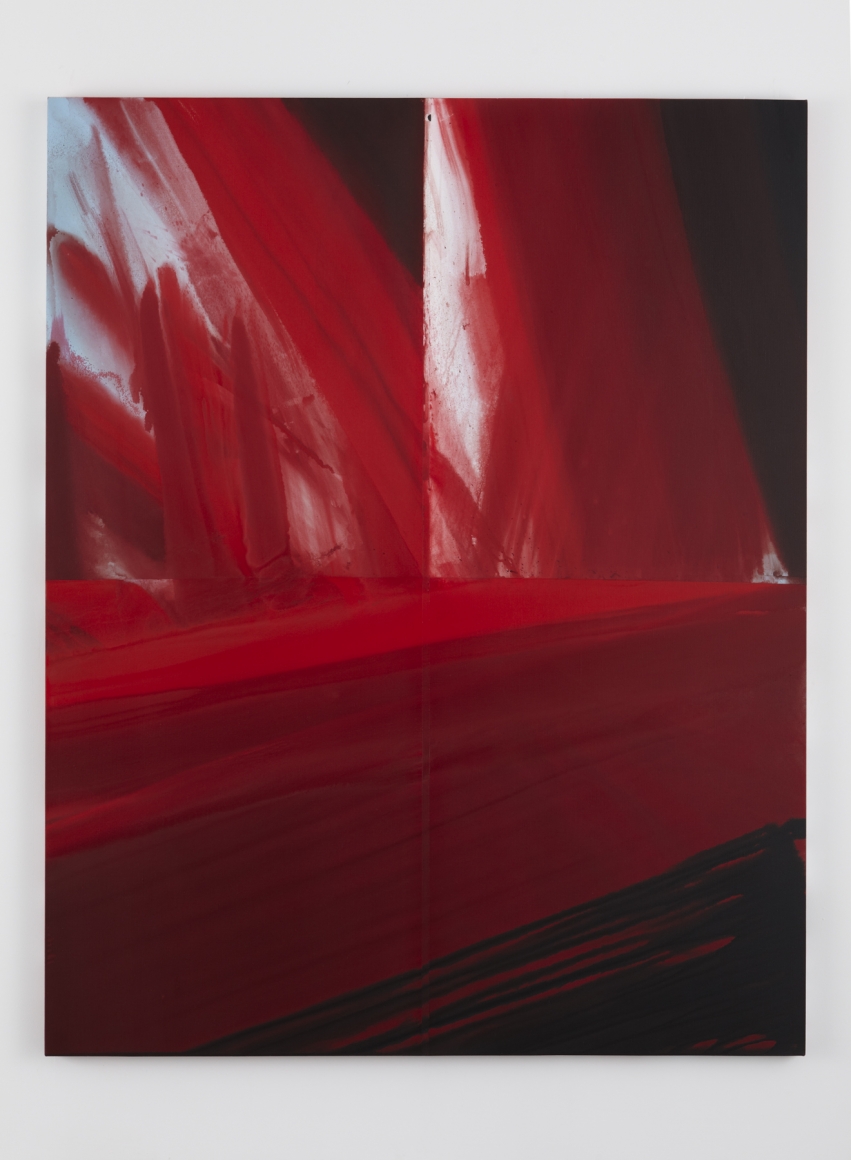 a gestural painting of red brushstrokes by barnaby furnas