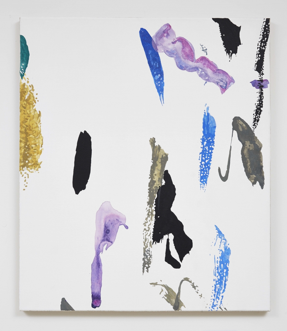 painting by melissa gordon with shocks of color on white background