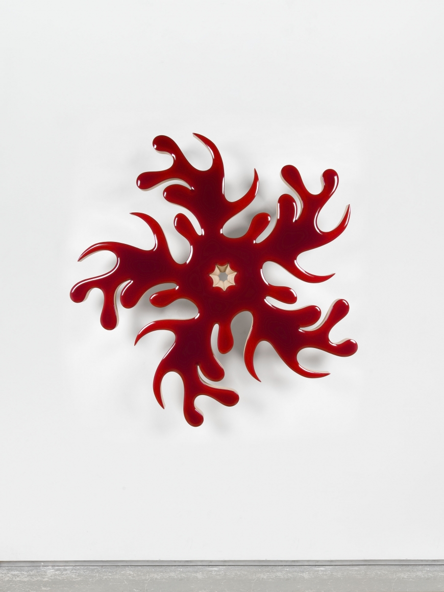 Donald Moffett red swirl sculpture