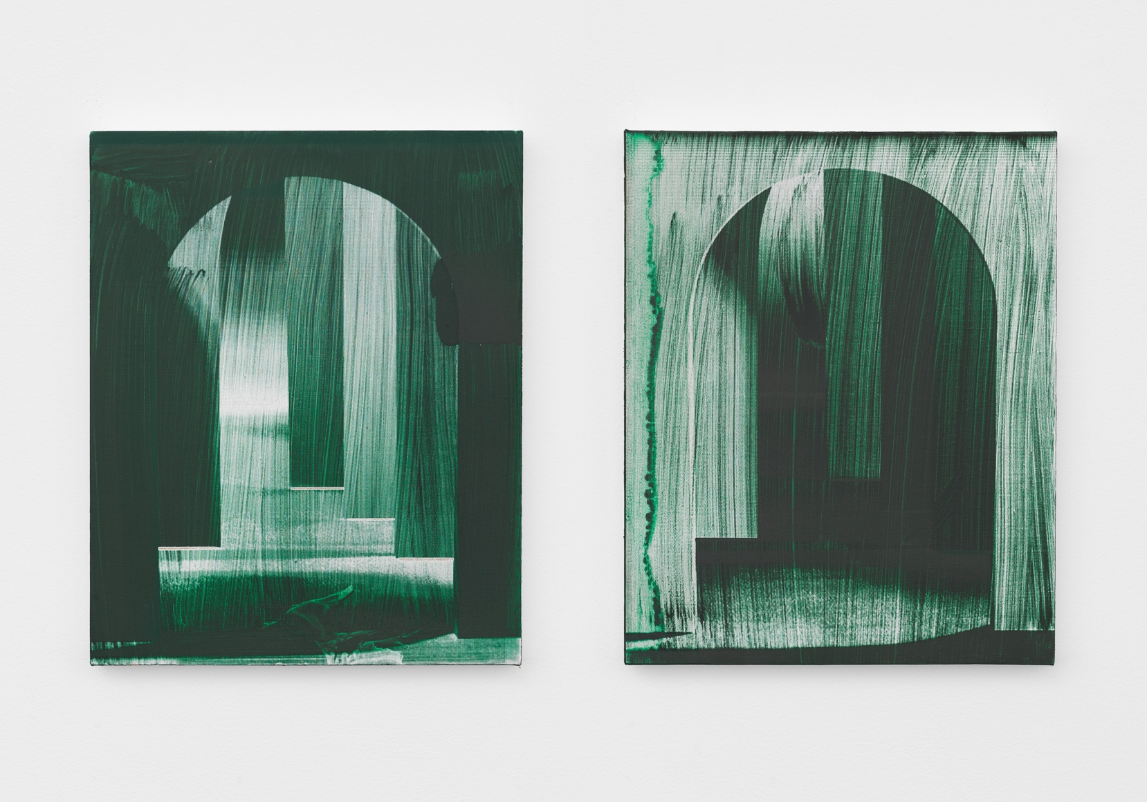 Untitled (diptych), 2017, Singed oil on linen