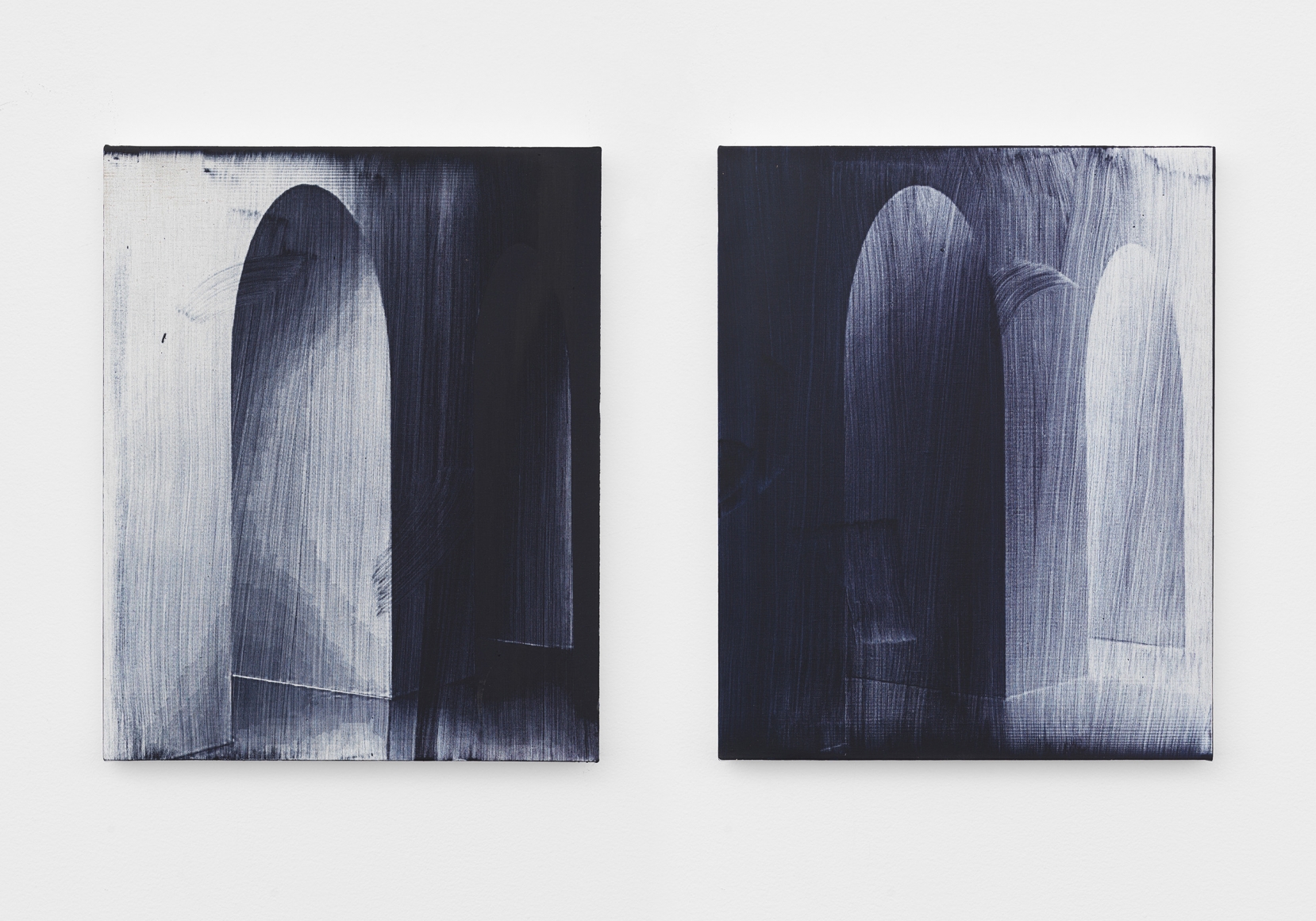 Untitled (diptych), 2017, Singed oil on linen