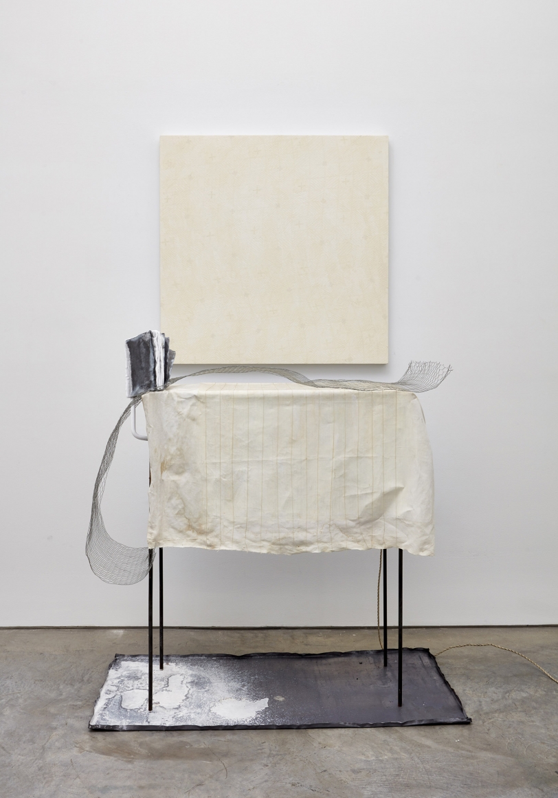 Still Life, 2006, Milk tempera, copper, iron, lead and refrigerator motor