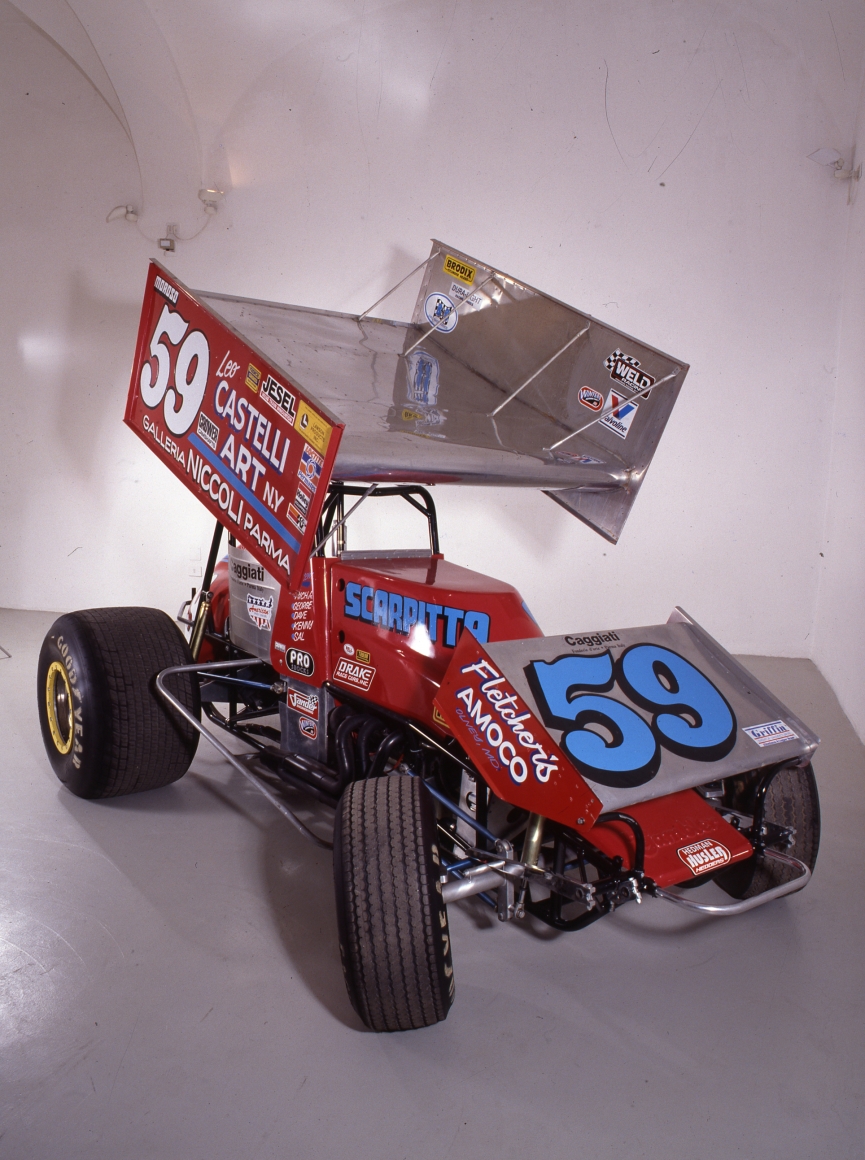 a racing car sculpture made by contemporary artist salvatore scarpitta