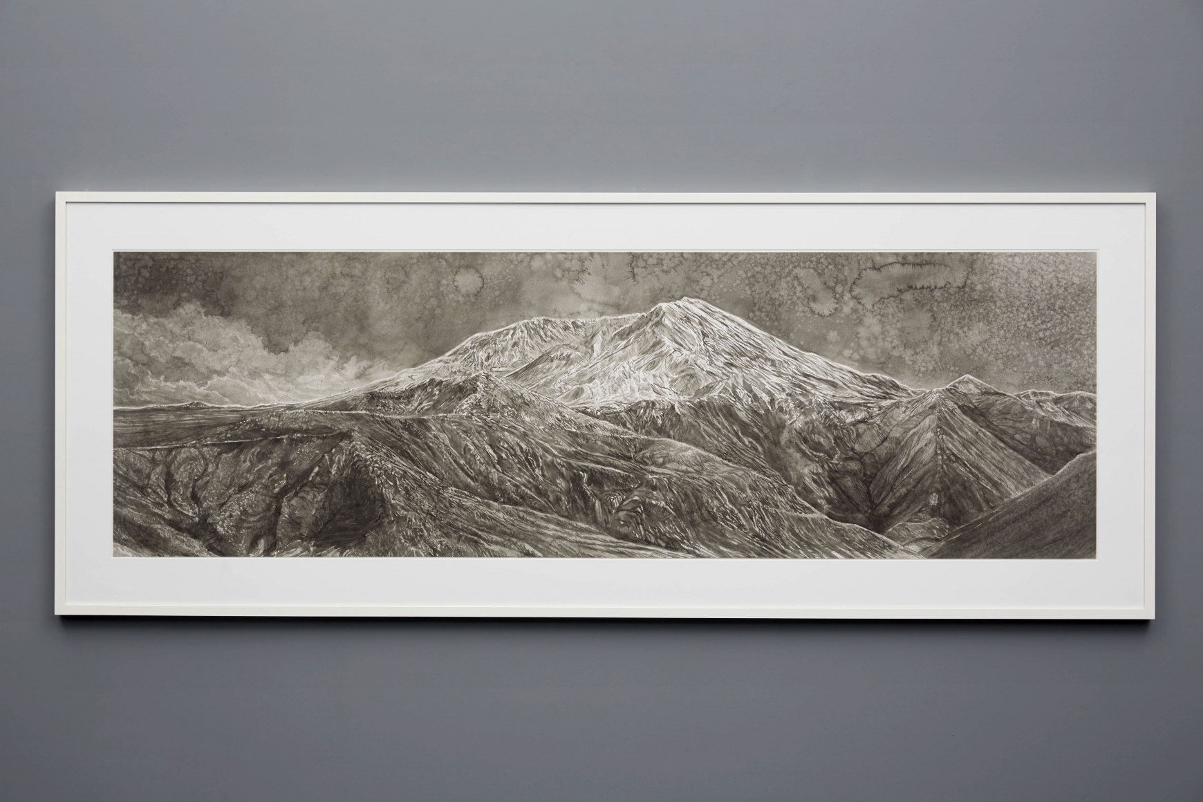 The Mountain, 2015, Black and white watercolor on Arches paper in wooden frames