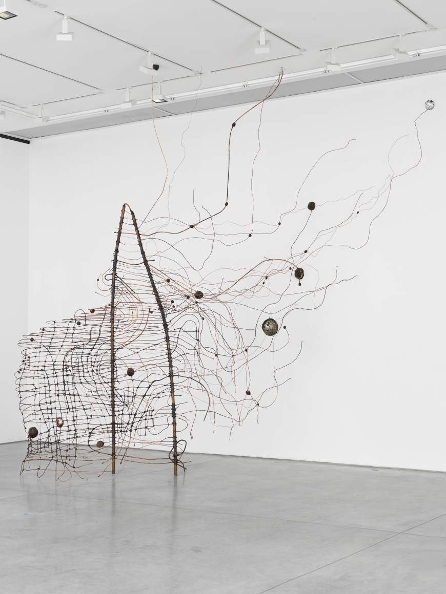 a copper, wax and other materials abstract wire sculpture by minnesota-based artist jay heikes