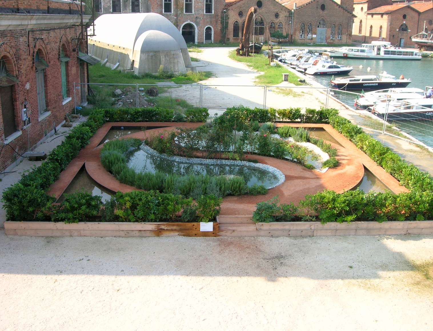 Yin Yang Garden, 2000-5, Fish pond with water lilies surrounding earth and plants
