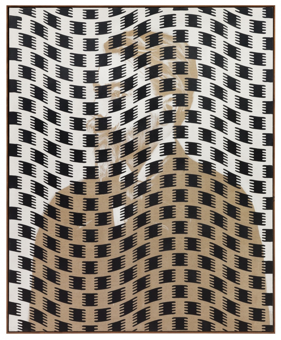 portrait of a man in profile with houndstooth like pattern overlaid by matthias bitzer