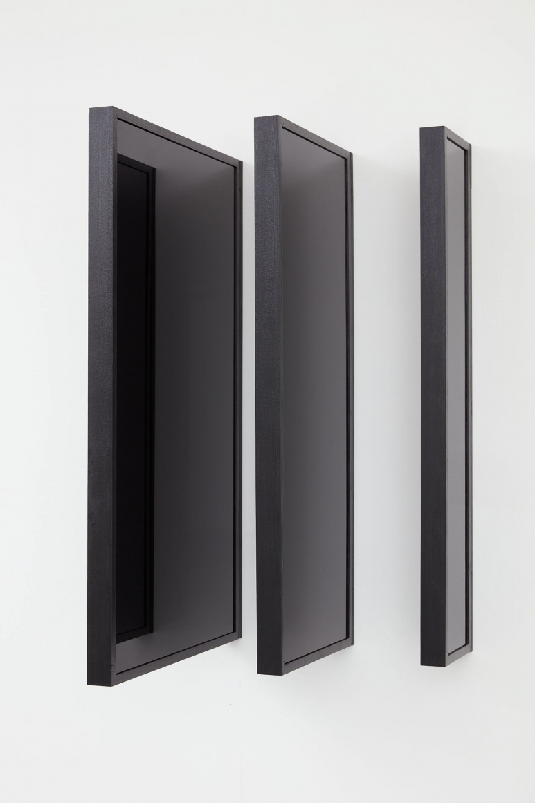 (90 degree frames Not yet titled), 2016 (Detail), Wood, glass, paint