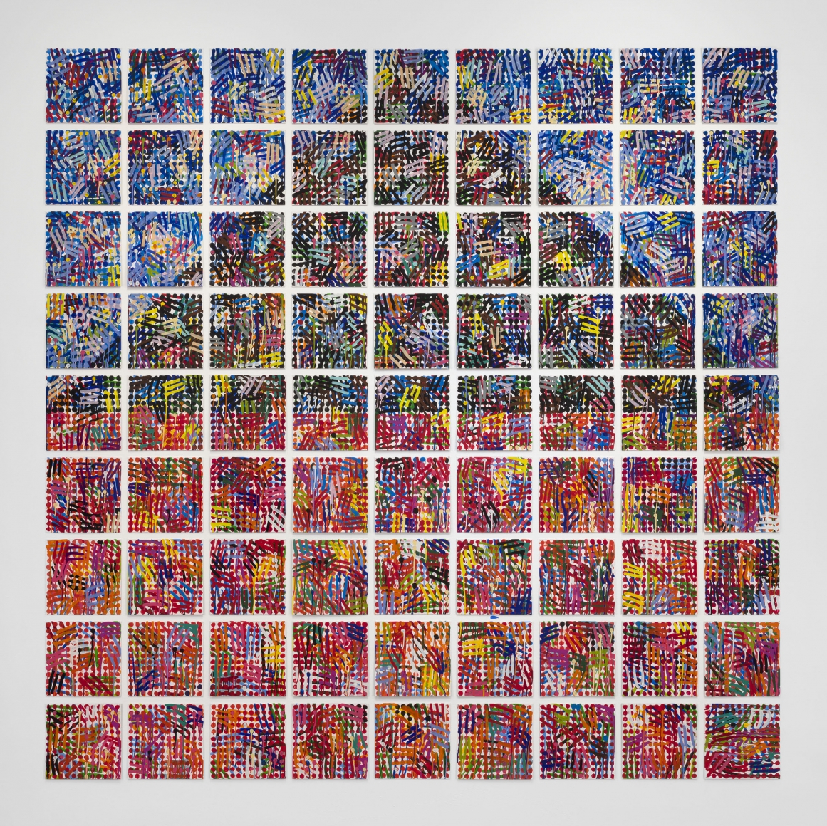 House: Dots, Hatches, 1998, Enamel on 81 baked enamel steel plates