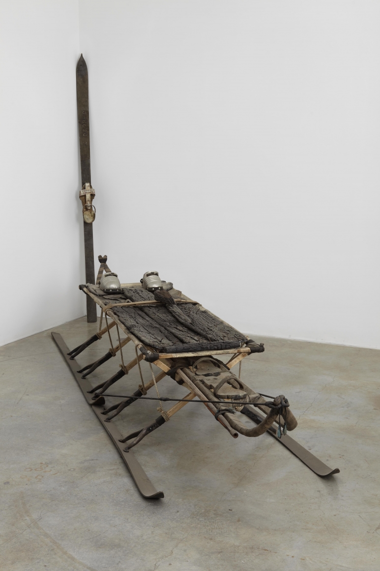 a sled type sculpture by italian contemporary artist salvatore scarpitta