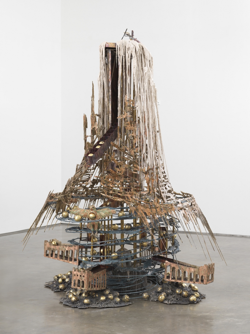 The Candle Clock in the Citadel, 2017, Modified polymer gypsum, fiberglass, brass, copper, steel, concrete, polyurethane foam, plaster, metal leaf, pigment