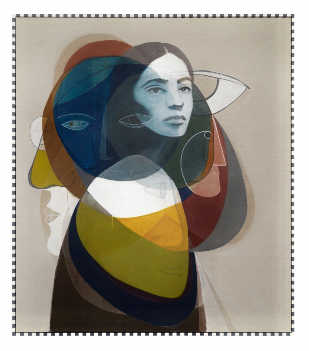 Layers of Alienation, 2018, Ink and acrylic on canvas with artist frame
