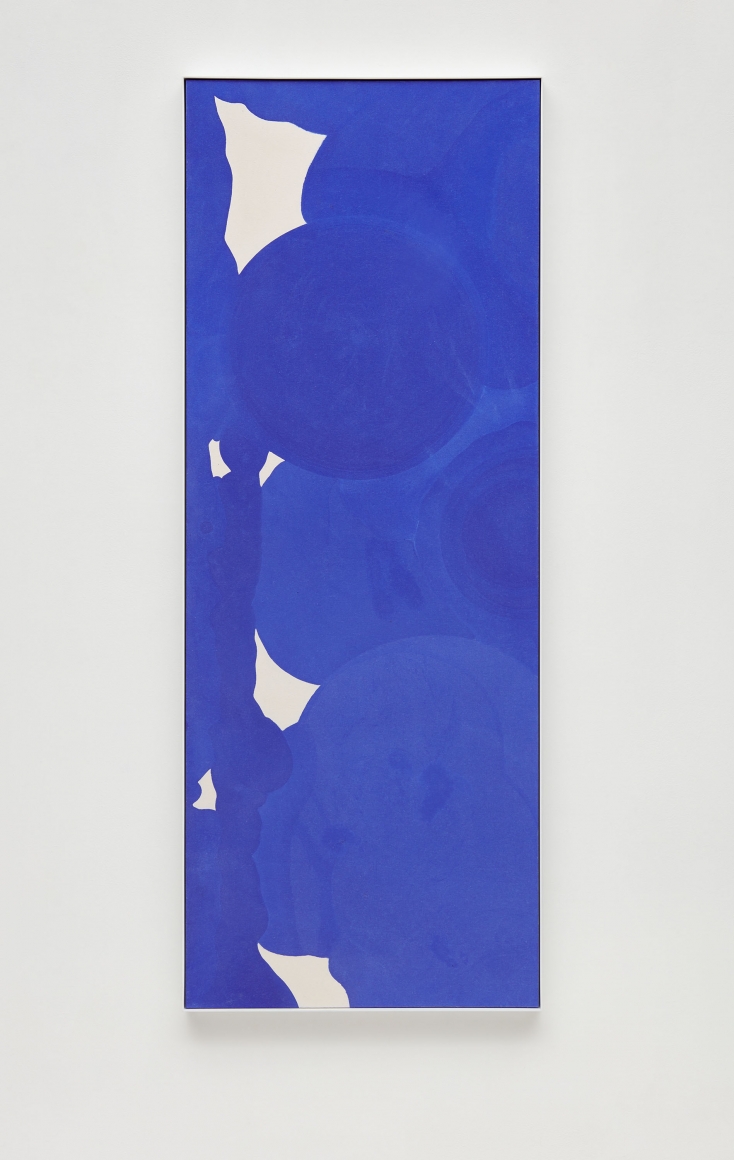 a blue and white painting by anthony pearson for sale at a nyc gallery