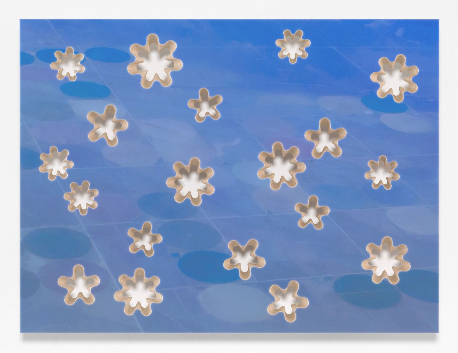 Lot 082416 (fallow fields, blue 2), 2016, Pigmented epoxy resin, archival inkjet print on wood panel support with steel hardware