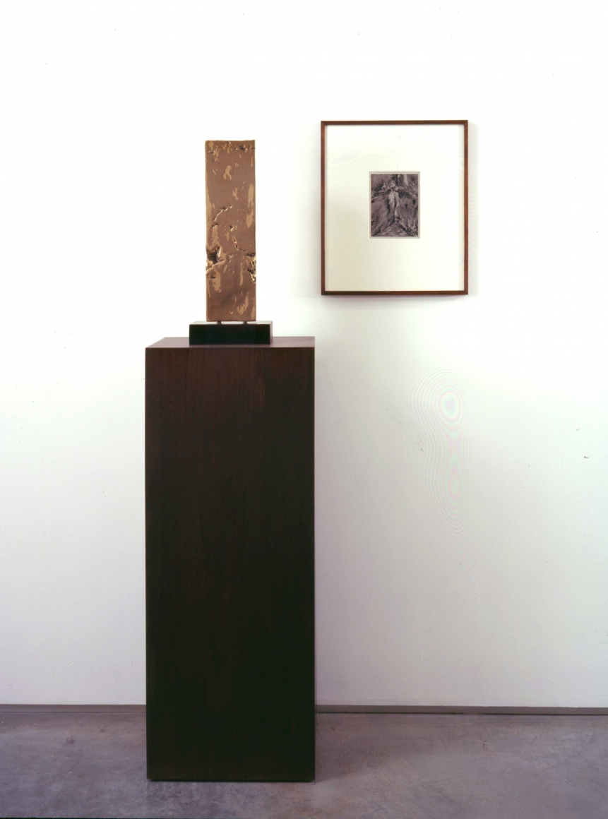 installation with photograph and rectangular sculpture by anthony pearson