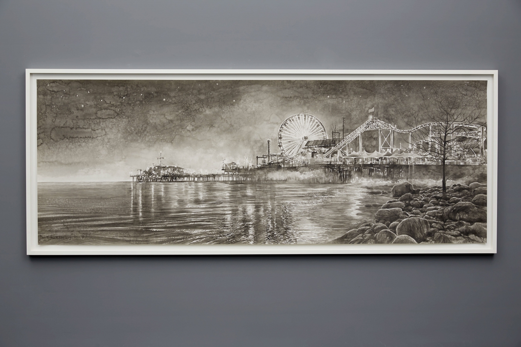 The Amusement Park (3), 2015, Black and white watercolor on Arches paper in wooden frames