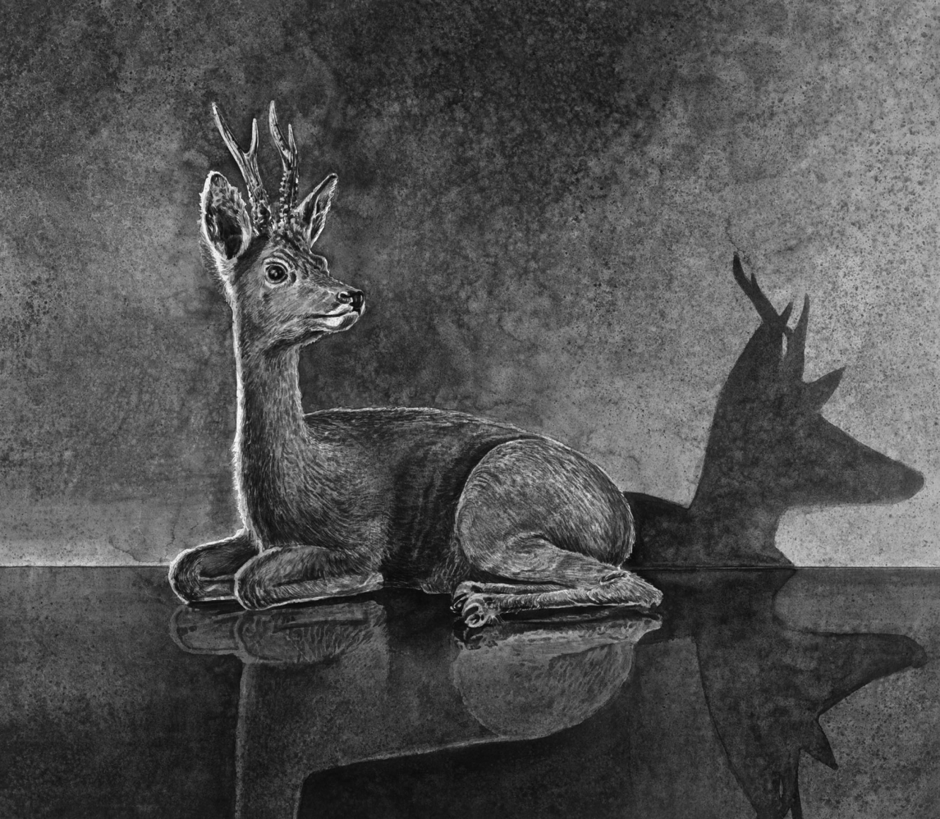 watercolor of a deer by hans op de beeck