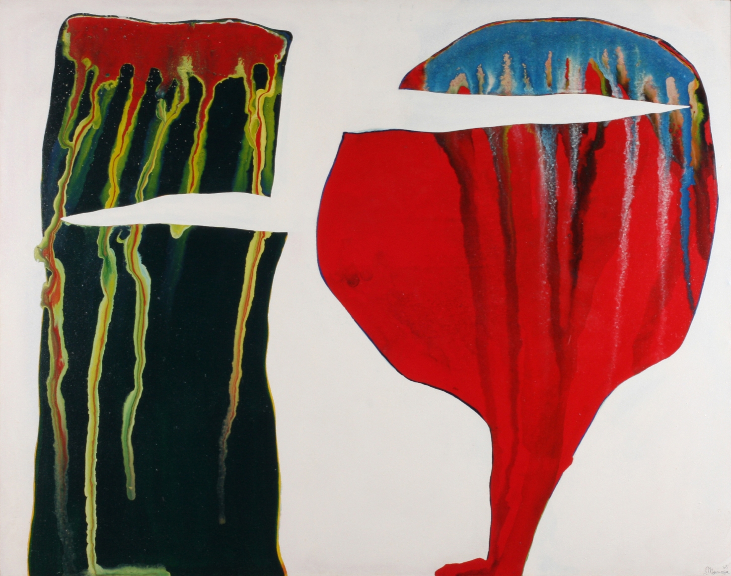 painting with circular and rectangular shapes by Sadamasa Montonaga
