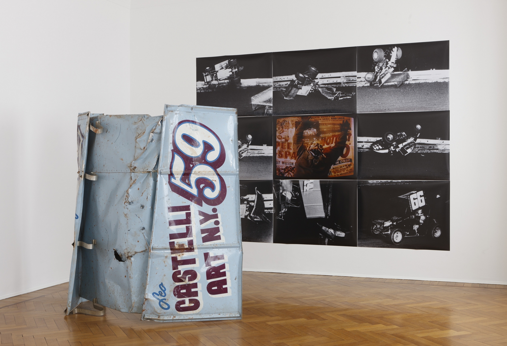 an exhibition in a chelsea art gallery by salvatore scarpitta