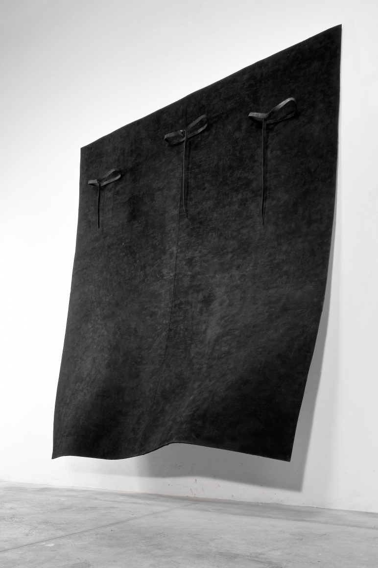 black painting by pier paolo calzolari